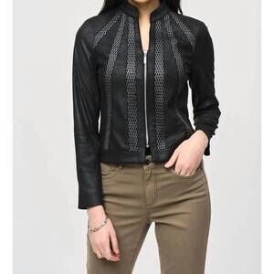 NEW JOSEPH RIBKOFF faux suede jacket in black